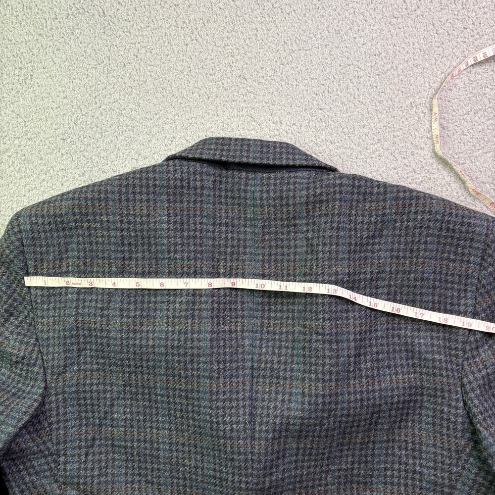 VTG Christian Dior Blazer Mens 42R Blue Wool Coat Houndstooth Plaid Jacket - Picture 10 of 12